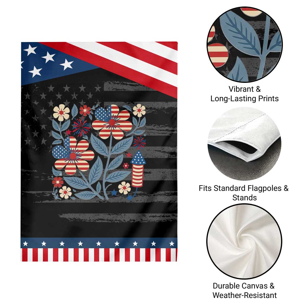 Boho Patriotic Daisy American Flag Floral Garden Flag TS12 Print Your Wear