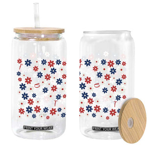 Freedom Democracy Truth Glass Can Patriotic Floral TS12 Print Your Wear