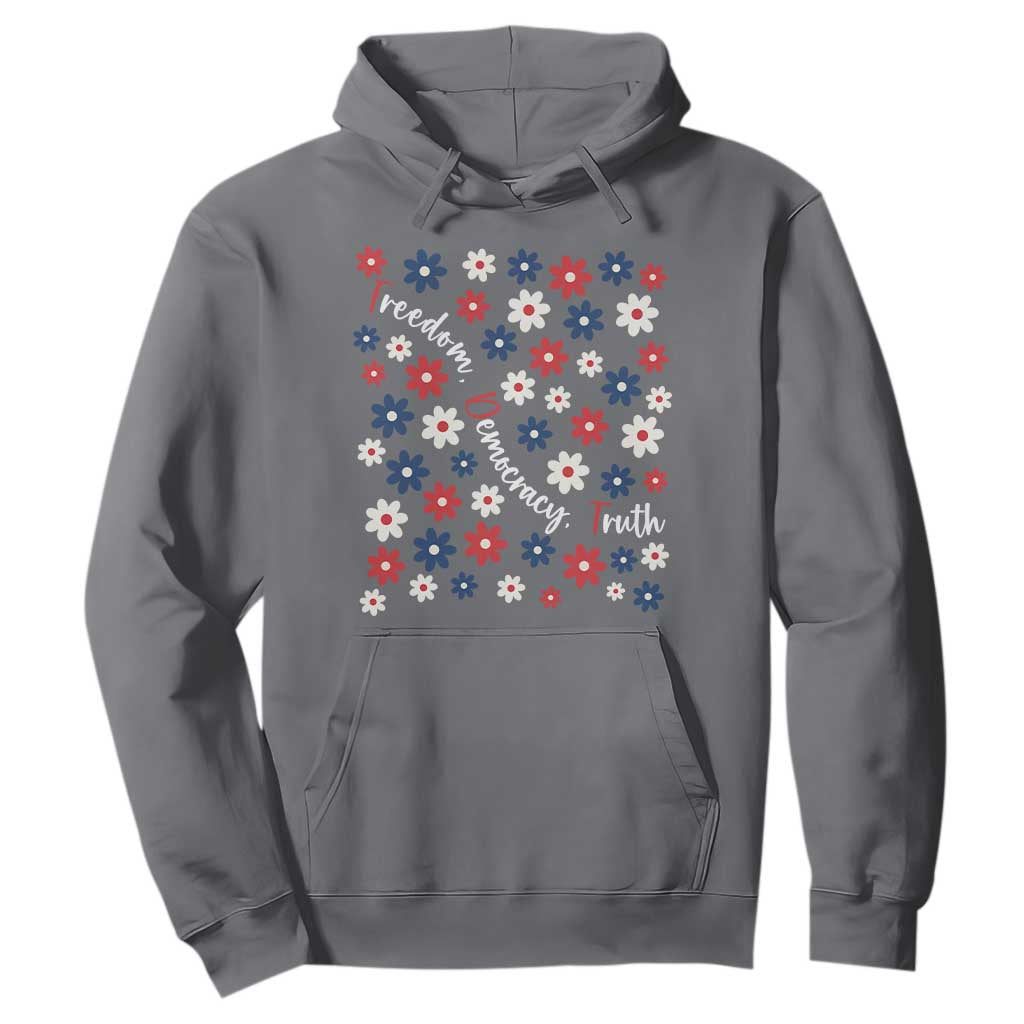 Freedom Democracy Truth Hoodie Patriotic Floral TS12 Charcoal Print Your Wear