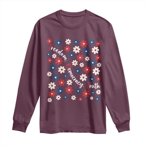 Freedom Democracy Truth Long Sleeve Shirt Patriotic Floral TS12 Maroon Print Your Wear