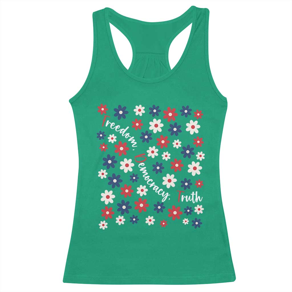 Freedom Democracy Truth Racerback Tank Top Patriotic Floral TS12 Irish Green Print Your Wear