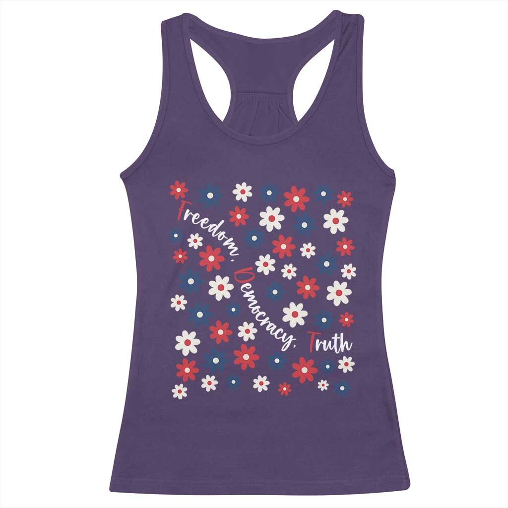Freedom Democracy Truth Racerback Tank Top Patriotic Floral TS12 Purple Print Your Wear
