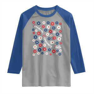 Freedom Democracy Truth Raglan Shirt Patriotic Floral TS12 Sport Gray Royal Print Your Wear