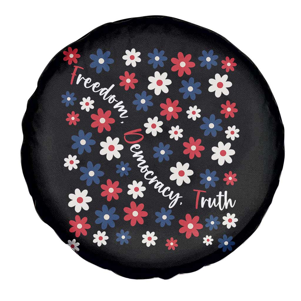 Freedom Democracy Truth Spare Tire Cover Patriotic Floral TS12 Print Your Wear