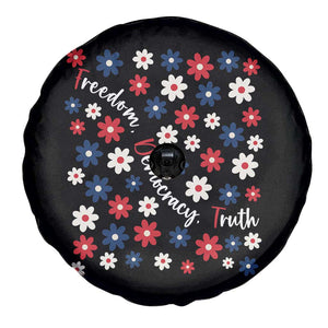 Freedom Democracy Truth Spare Tire Cover Patriotic Floral TS12 Print Your Wear