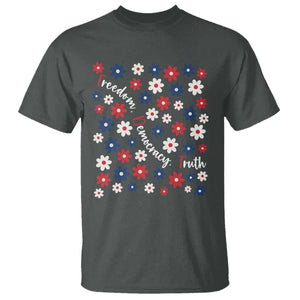 Freedom Democracy Truth T Shirt Patriotic Floral TS12 Dark Heather Print Your Wear