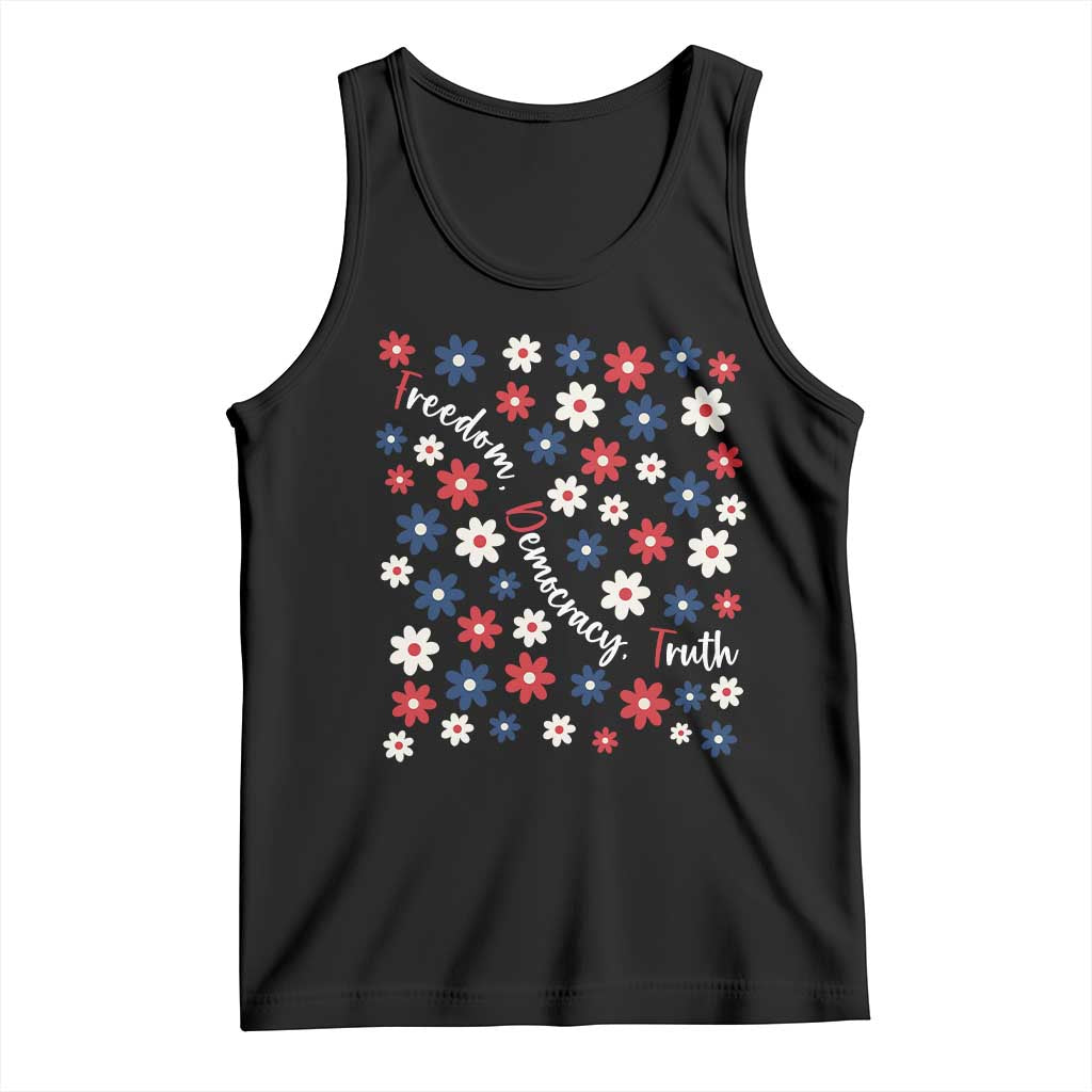 Freedom Democracy Truth Tank Top Patriotic Floral TS12 Black Print Your Wear