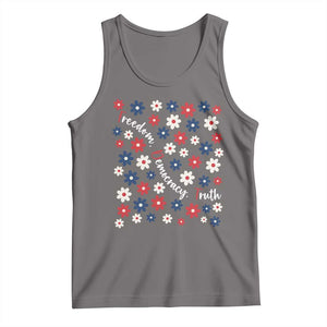 Freedom Democracy Truth Tank Top Patriotic Floral TS12 Deep Heather Print Your Wear