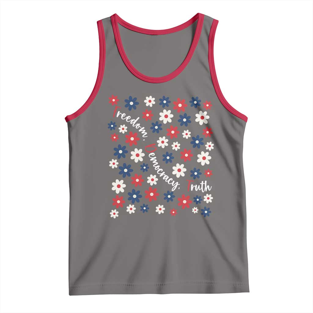 Freedom Democracy Truth Tank Top Patriotic Floral TS12 Deep Heather Red Print Your Wear