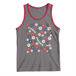 Freedom Democracy Truth Tank Top Patriotic Floral TS12 Deep Heather Red Print Your Wear