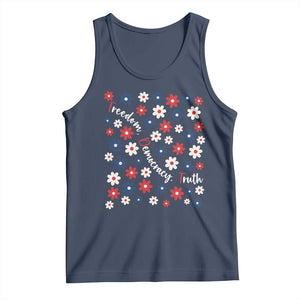 Freedom Democracy Truth Tank Top Patriotic Floral TS12 Navy Print Your Wear