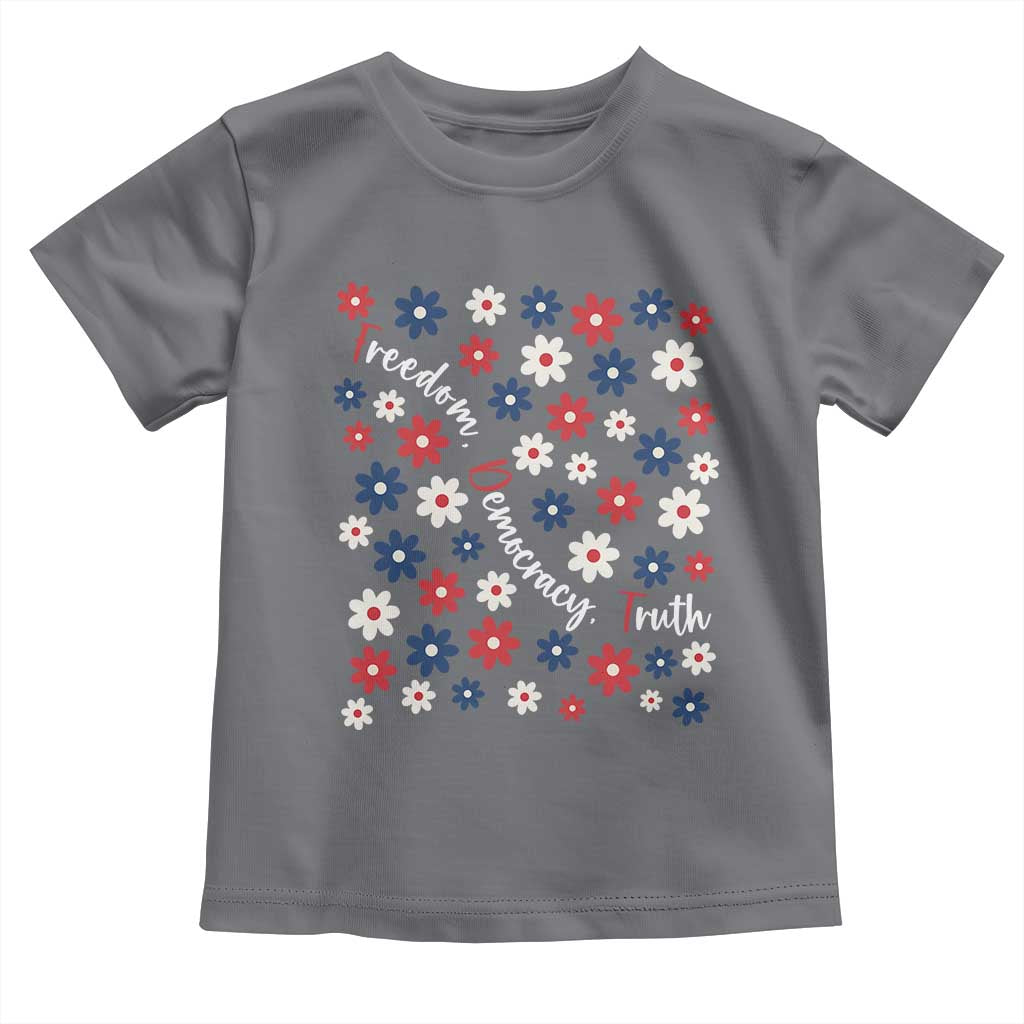Freedom Democracy Truth Toddler T Shirt Patriotic Floral TS12 Charcoal Print Your Wear