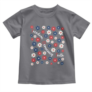 Freedom Democracy Truth Toddler T Shirt Patriotic Floral TS12 Charcoal Print Your Wear