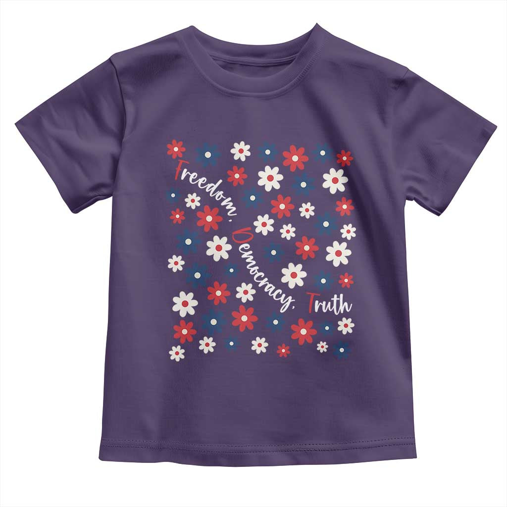 Freedom Democracy Truth Toddler T Shirt Patriotic Floral TS12 Purple Print Your Wear