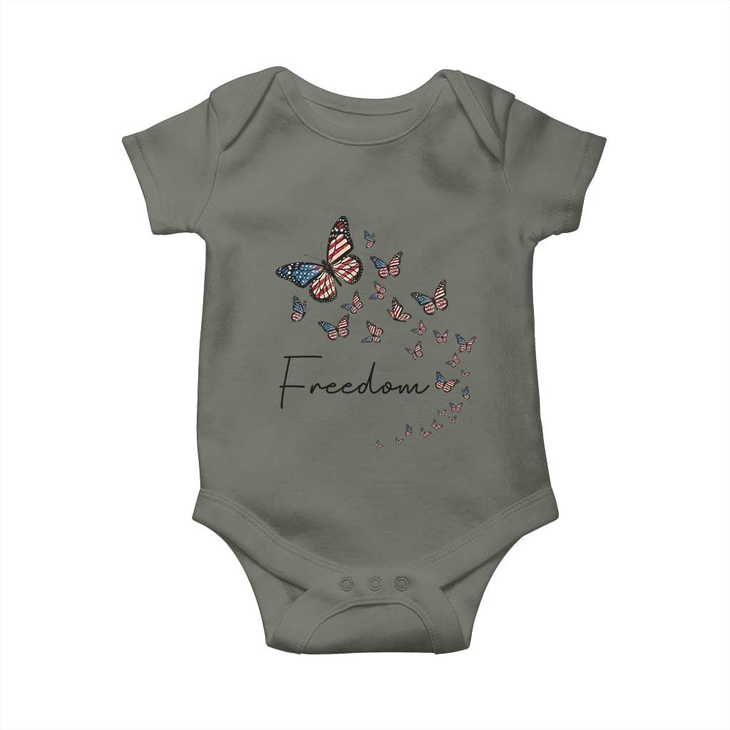Butterfly Of Freedom American Pride Baby Onesie TS12 Military Green Print Your Wear