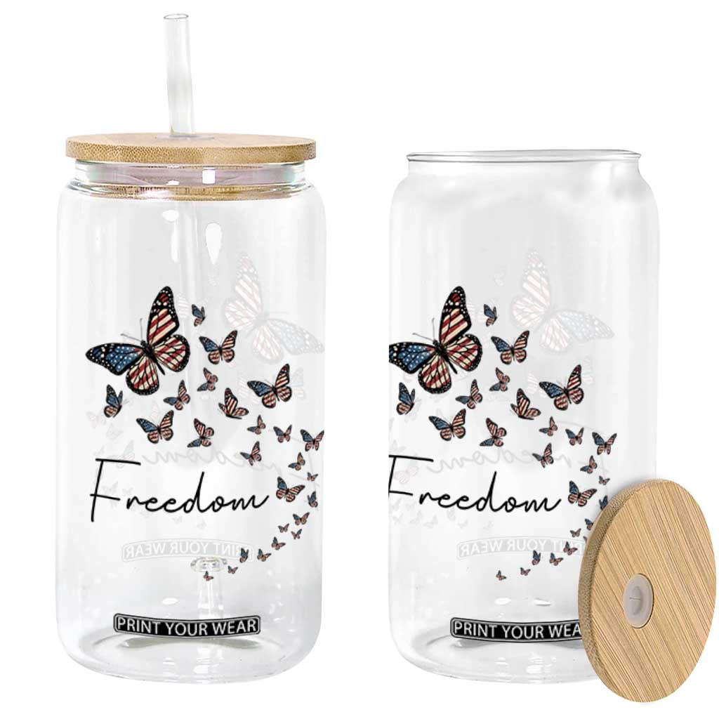 Butterfly Of Freedom American Pride Glass Can TS12 Print Your Wear