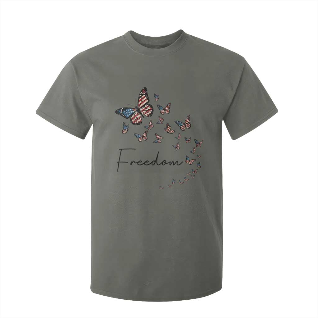 Butterfly Of Freedom American Pride T Shirt For Kid TS12 Military Green Print Your Wear
