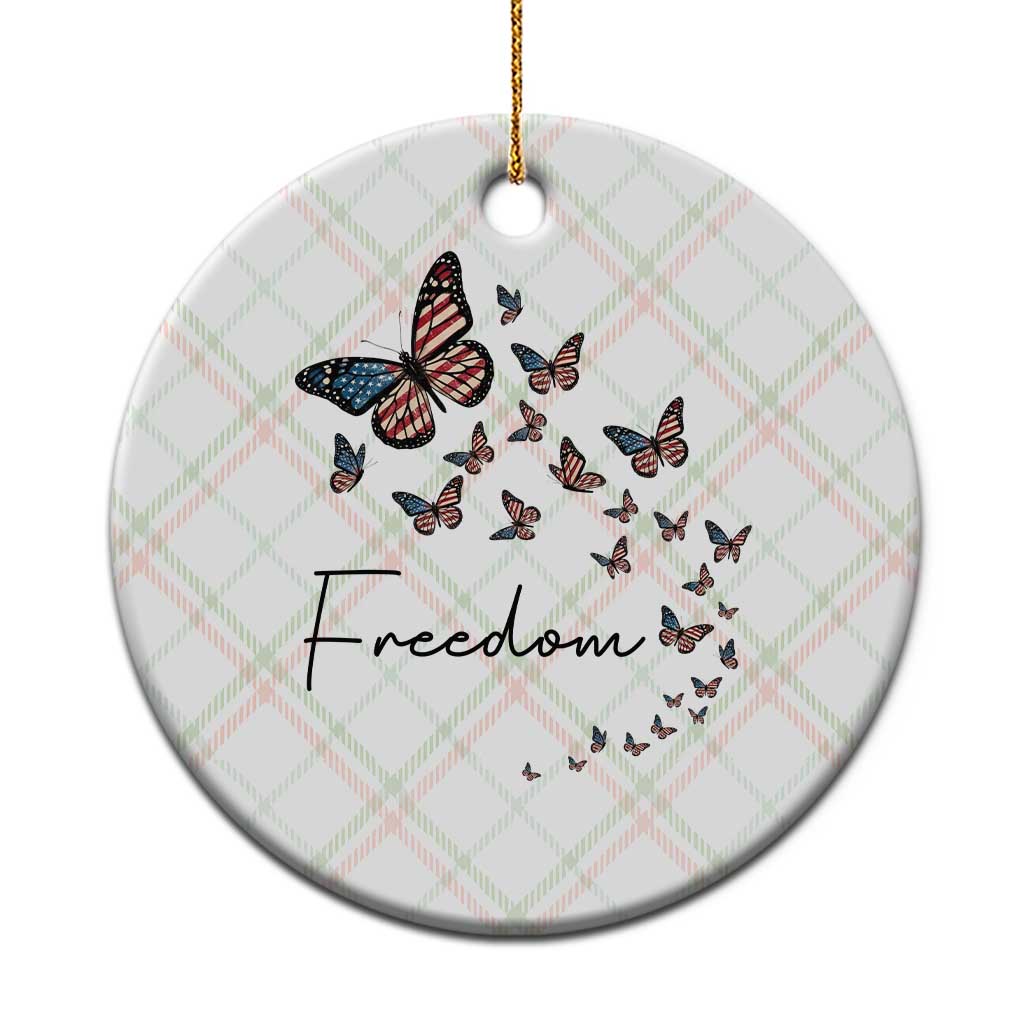 Butterfly Of Freedom American Pride Ceramic Ornament TS12 1pc Christmas Plaid Print Your Wear