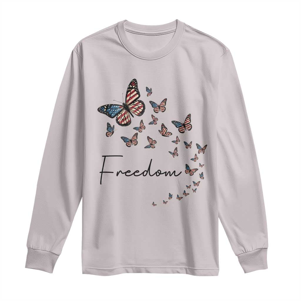 Butterfly Of Freedom American Pride Long Sleeve Shirt TS12 Ice Gray Print Your Wear