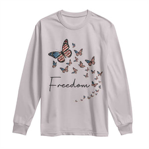 Butterfly Of Freedom American Pride Long Sleeve Shirt TS12 Ice Gray Print Your Wear