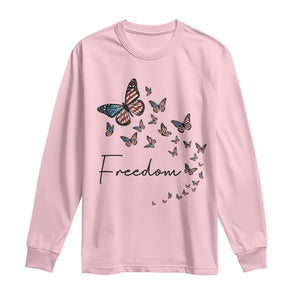 Butterfly Of Freedom American Pride Long Sleeve Shirt TS12 Light Pink Print Your Wear