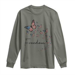 Butterfly Of Freedom American Pride Long Sleeve Shirt TS12 Military Green Print Your Wear