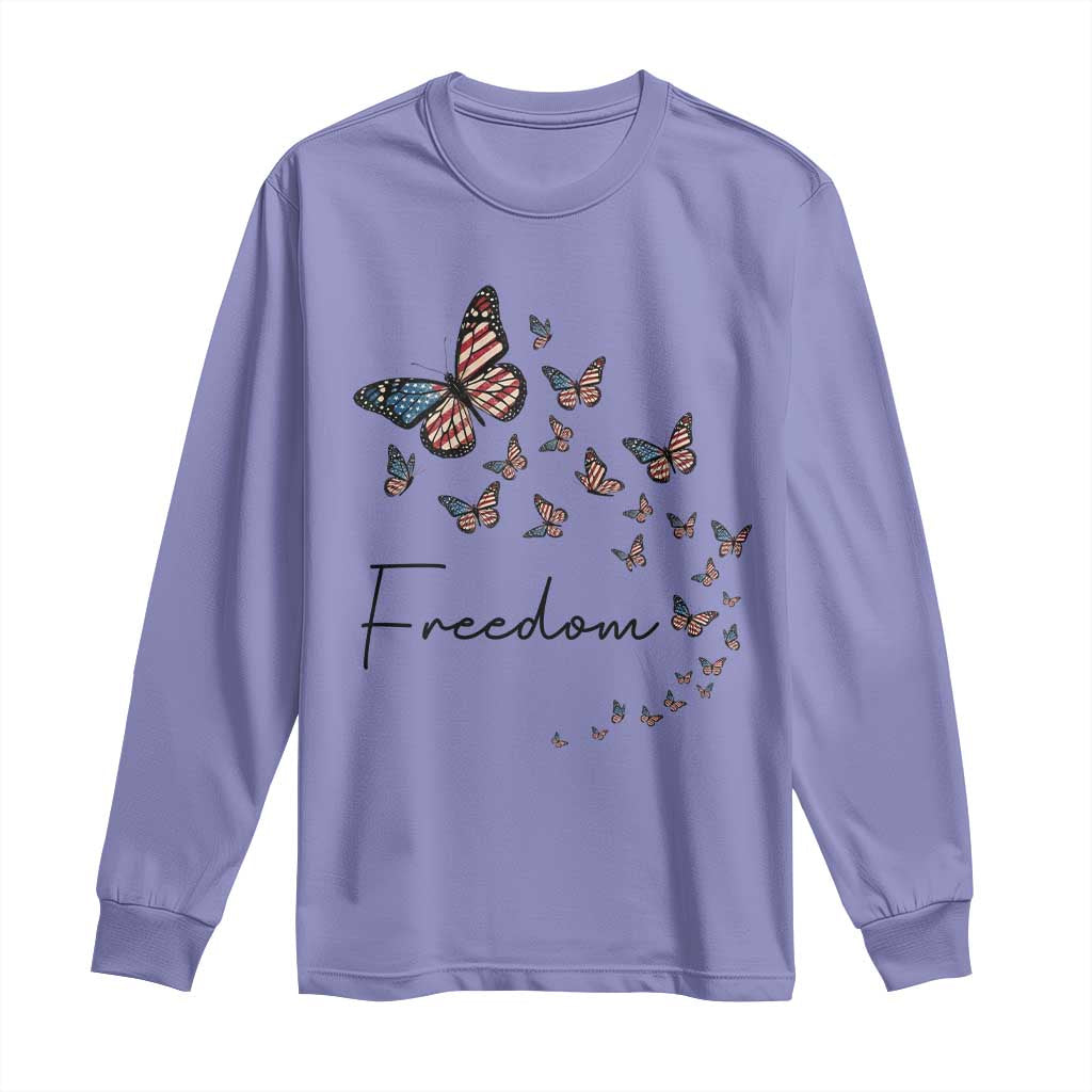 Butterfly Of Freedom American Pride Long Sleeve Shirt TS12 Violet Print Your Wear