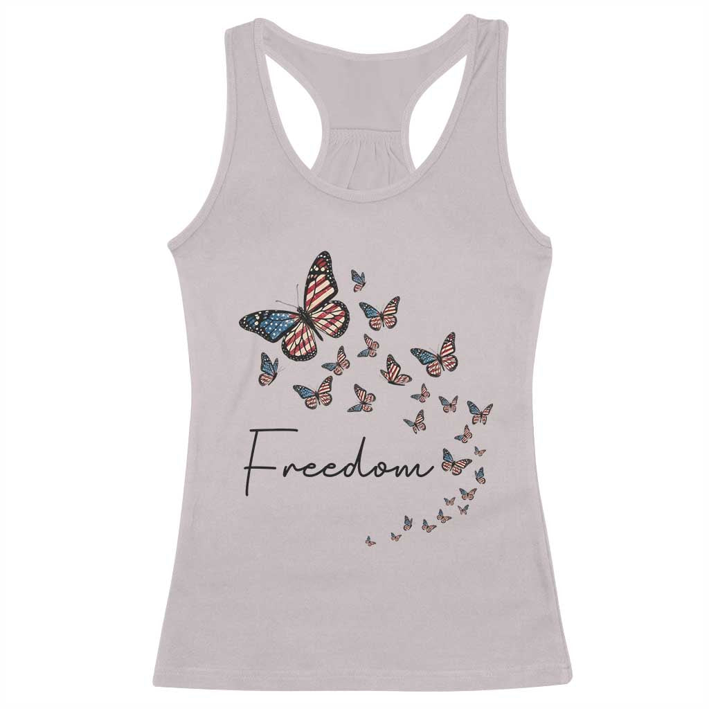Butterfly Of Freedom American Pride Racerback Tank Top TS12 Ice Gray Print Your Wear