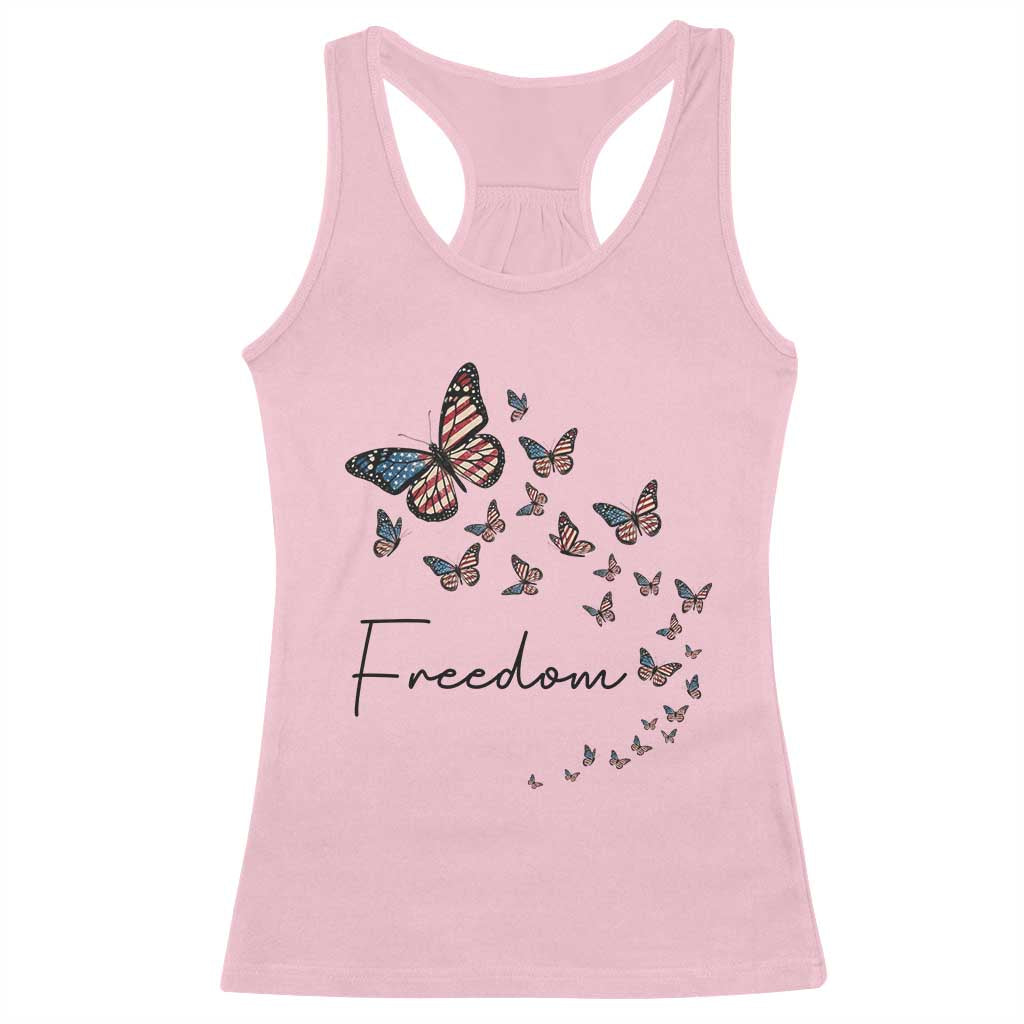 Butterfly Of Freedom American Pride Racerback Tank Top TS12 Light Pink Print Your Wear