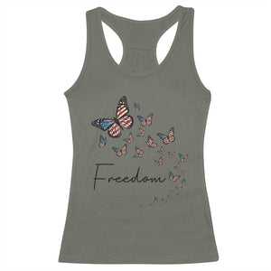 Butterfly Of Freedom American Pride Racerback Tank Top TS12 Military Green Print Your Wear