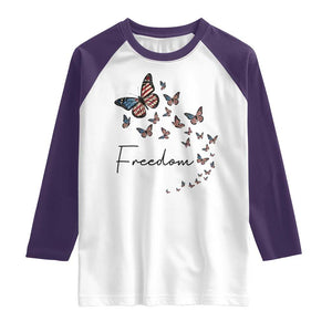 Butterfly Of Freedom American Pride Raglan Shirt TS12 White Purple Print Your Wear