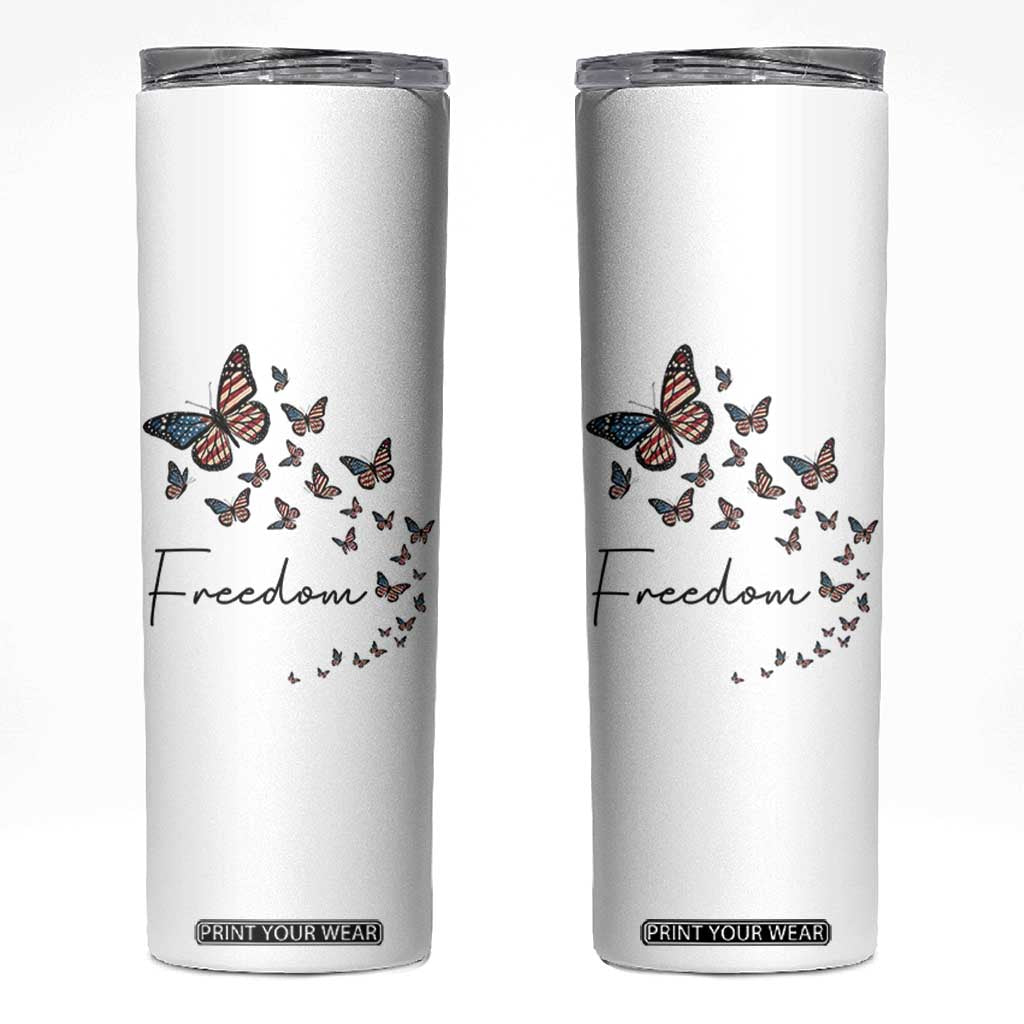 Butterfly Of Freedom American Pride Skinny Tumbler TS12 White Print Your Wear