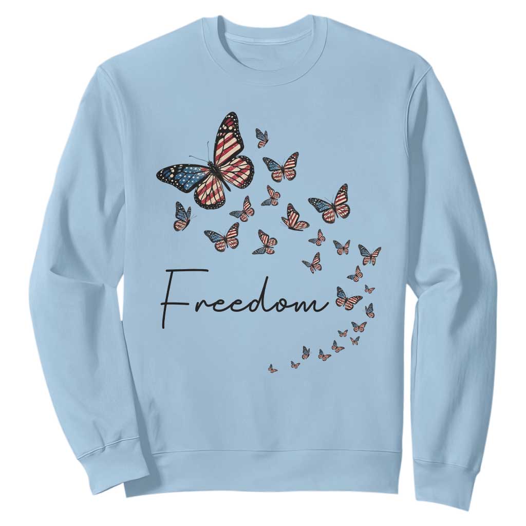 Butterfly Of Freedom American Pride Sweatshirt TS12 Light Blue Print Your Wear