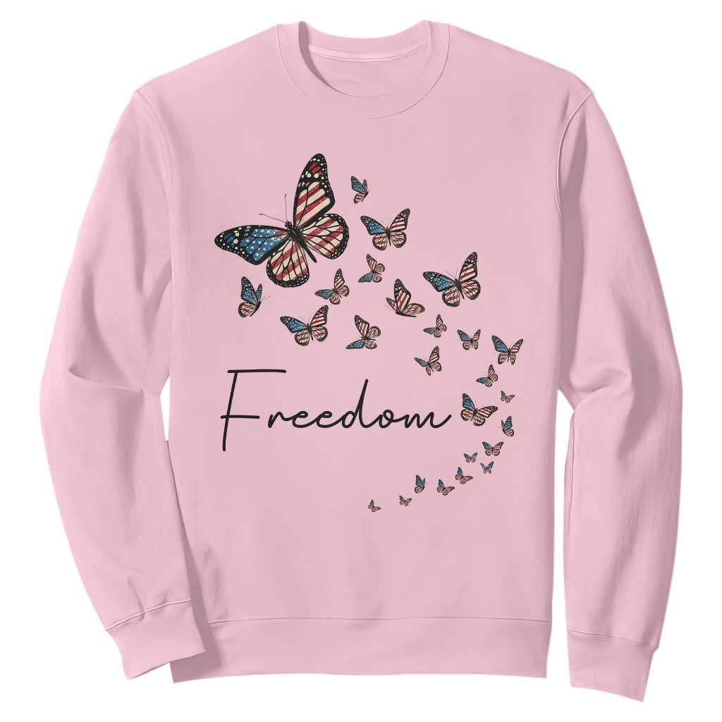 Butterfly Of Freedom American Pride Sweatshirt TS12 Light Pink Print Your Wear