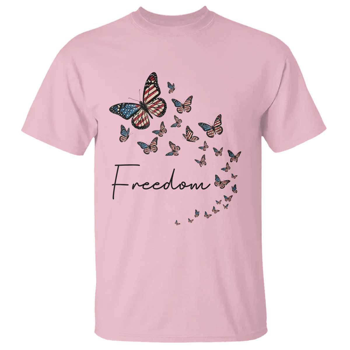 Butterfly Of Freedom American Pride T Shirt TS12 Light Pink Print Your Wear