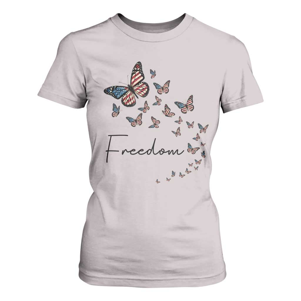 Butterfly Of Freedom American Pride T Shirt For Women TS12 Ice Gray Print Your Wear