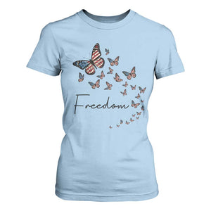 Butterfly Of Freedom American Pride T Shirt For Women TS12 Light Blue Print Your Wear