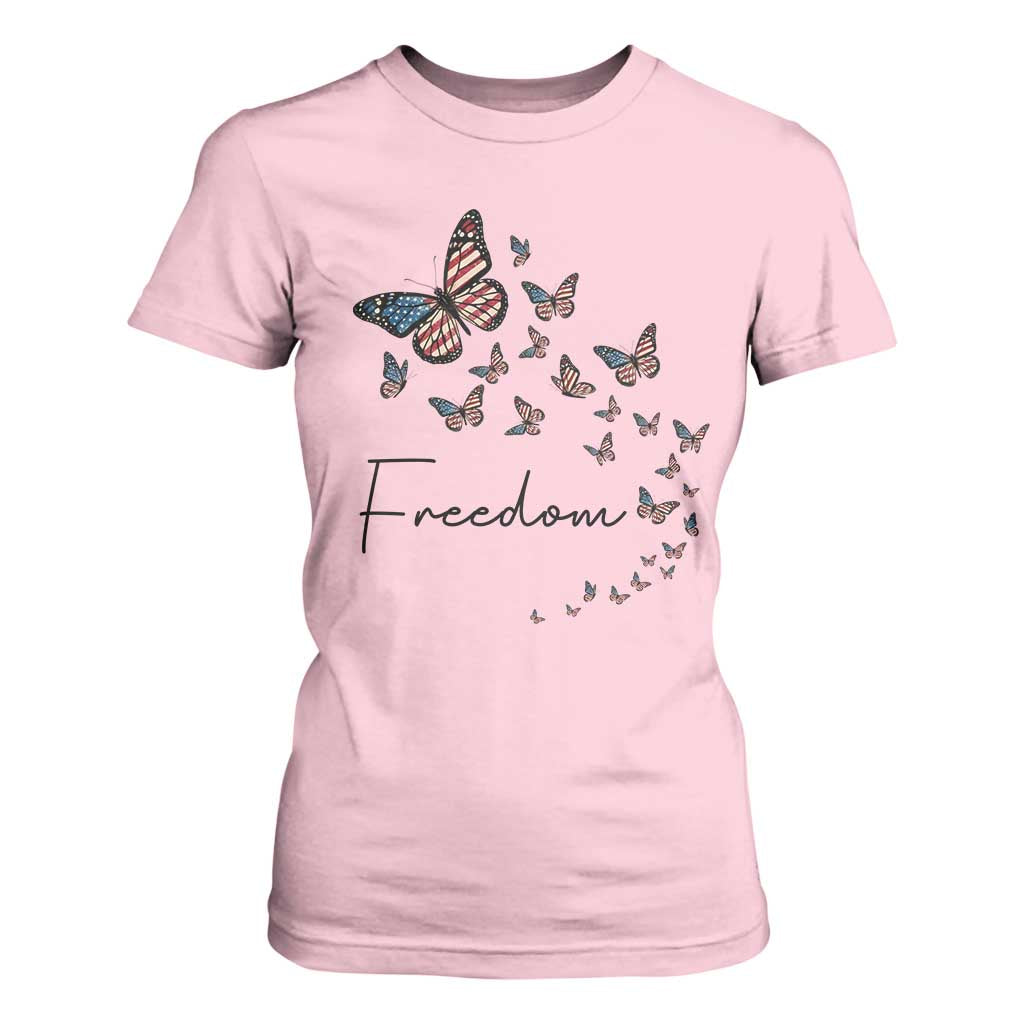 Butterfly Of Freedom American Pride T Shirt For Women TS12 Light Pink Print Your Wear