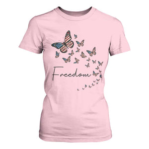Butterfly Of Freedom American Pride T Shirt For Women TS12 Light Pink Print Your Wear