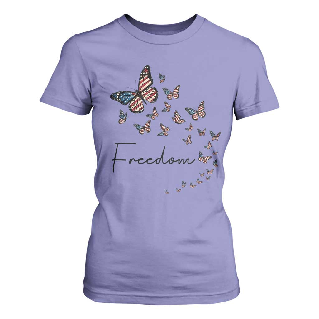 Butterfly Of Freedom American Pride T Shirt For Women TS12 Violet Print Your Wear