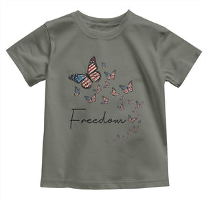 Butterfly Of Freedom American Pride Toddler T Shirt TS12 Military Green Print Your Wear
