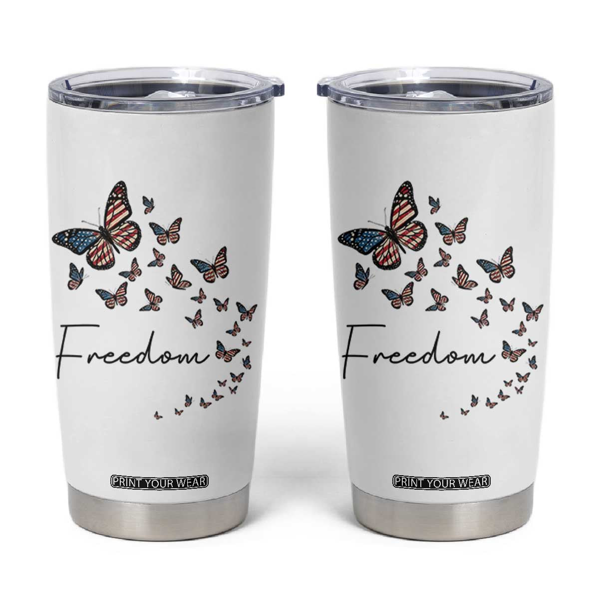 Butterfly Of Freedom American Pride Tumbler Cup TS12 White Print Your Wear
