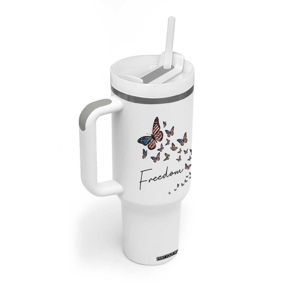 Butterfly Of Freedom American Pride Tumbler With Handle TS12 Print Your Wear