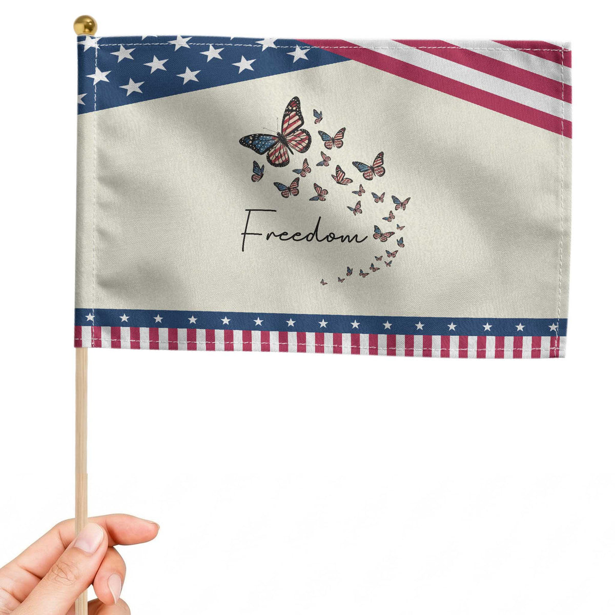 Butterfly Of Freedom American Pride Patriotic Handheld Flag TS12 Modern 8.2