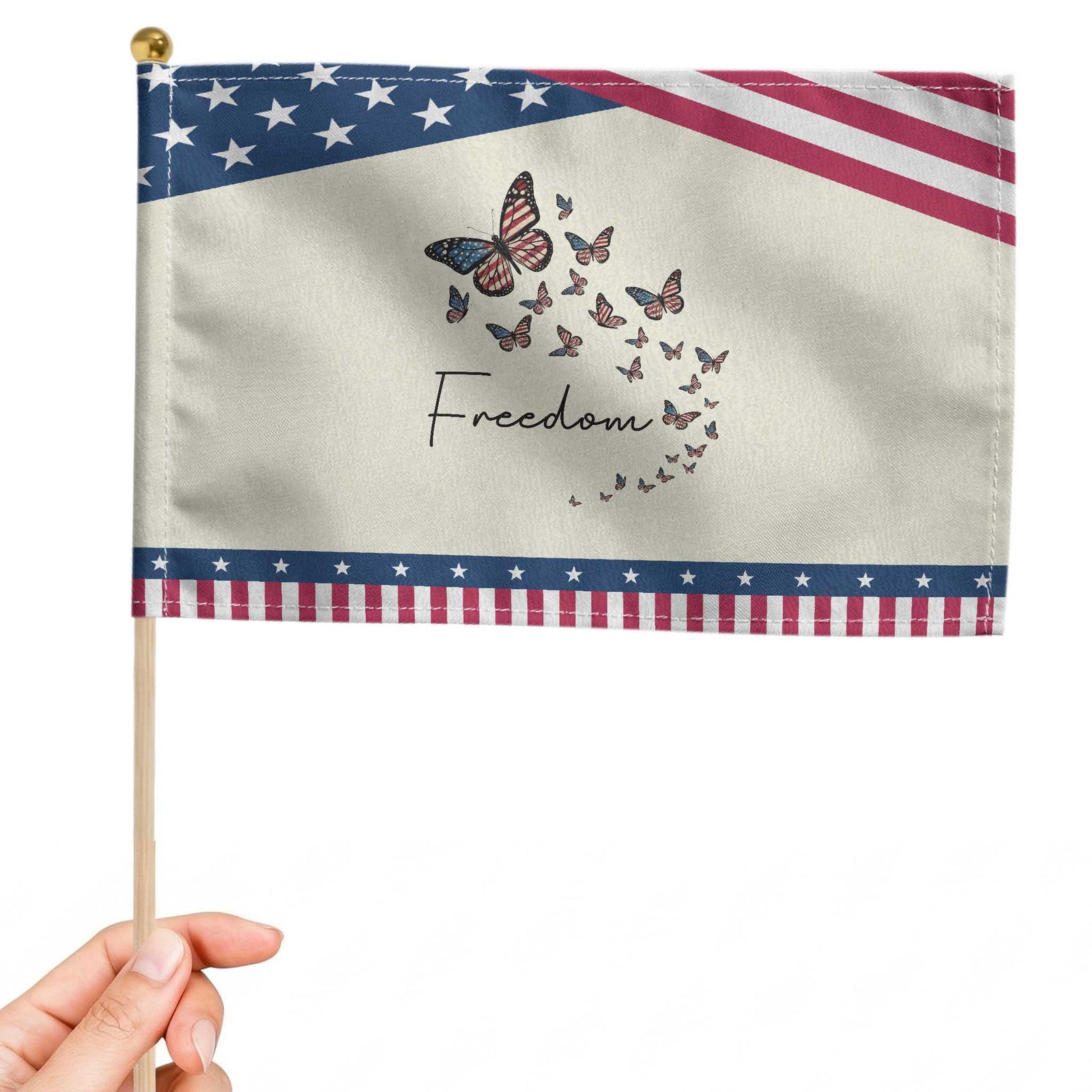 Butterfly Of Freedom American Pride Patriotic Handheld Flag TS12 Modern 8.2