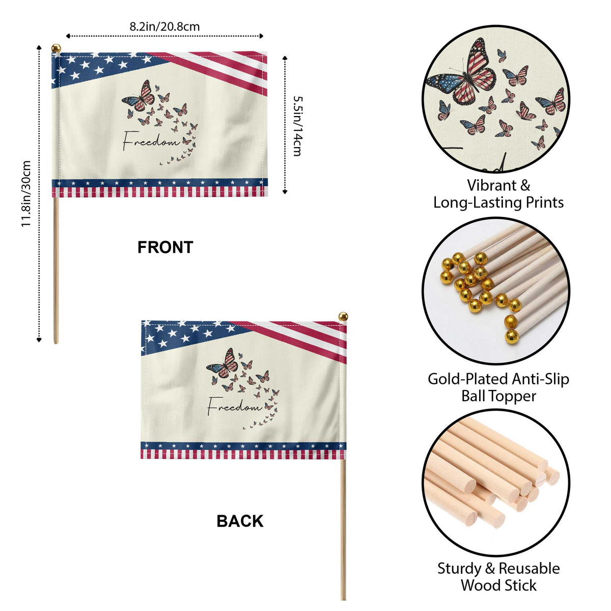 Butterfly Of Freedom American Pride Patriotic Handheld Flag TS12 Print Your Wear