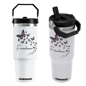 Butterfly Of Freedom American Pride Flip Straw Tumbler TS12 One Size: 30 oz White Print Your Wear