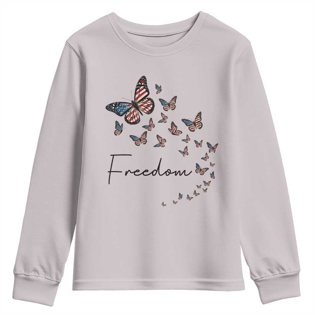 Butterfly Of Freedom American Pride Youth Sweatshirt TS12 Ice Gray Print Your Wear