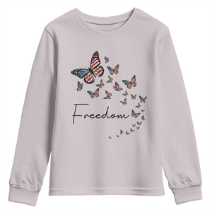 Butterfly Of Freedom American Pride Youth Sweatshirt TS12 Ice Gray Print Your Wear