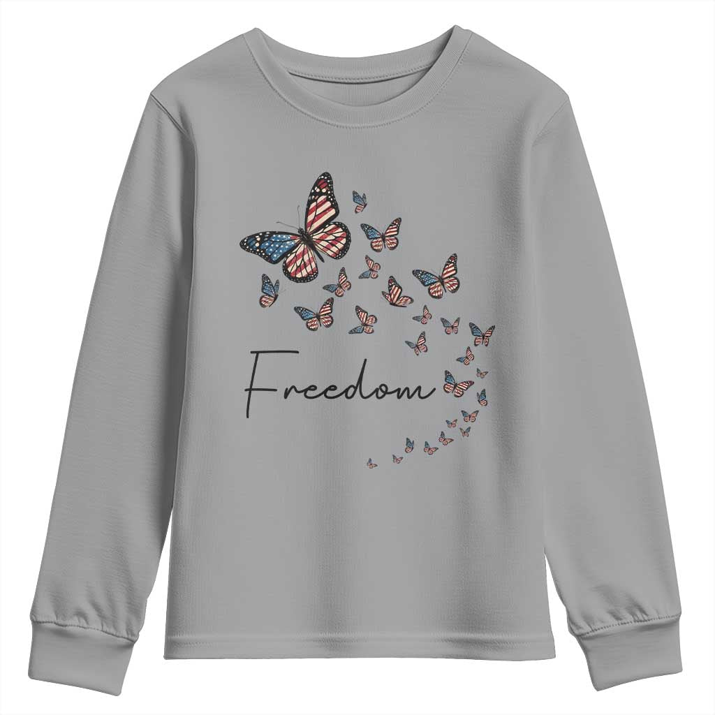 Butterfly Of Freedom American Pride Youth Sweatshirt TS12 Sport Gray Print Your Wear